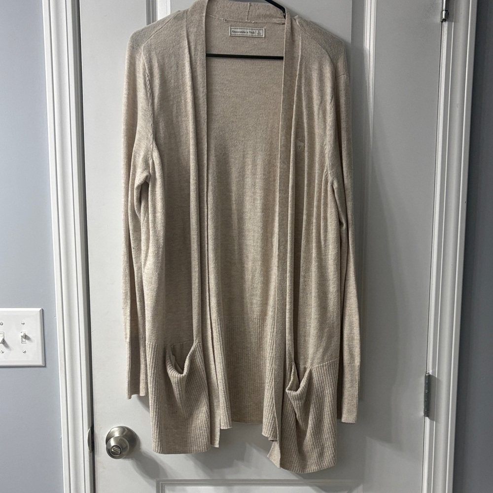 Women's Cream Open Front Cardigan
